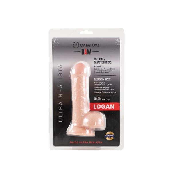 Dildo ultra realista Logan con doble capa para una sensación auténtica y natural.